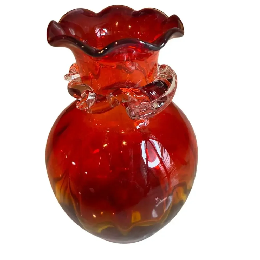Vintage Pilgrim Red Amber Ombre Mini Vase